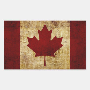 Sticker Rectangulaire Drapeau du Canada / grunge