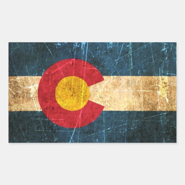 Sticker Rectangulaire Drapeau du Colorado soufflé et porté (Devant)