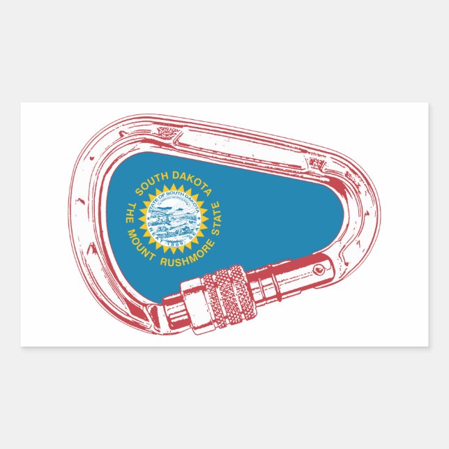 Sticker Rectangulaire Drapeau du Dakota du Sud Escalade carabiner (Devant)