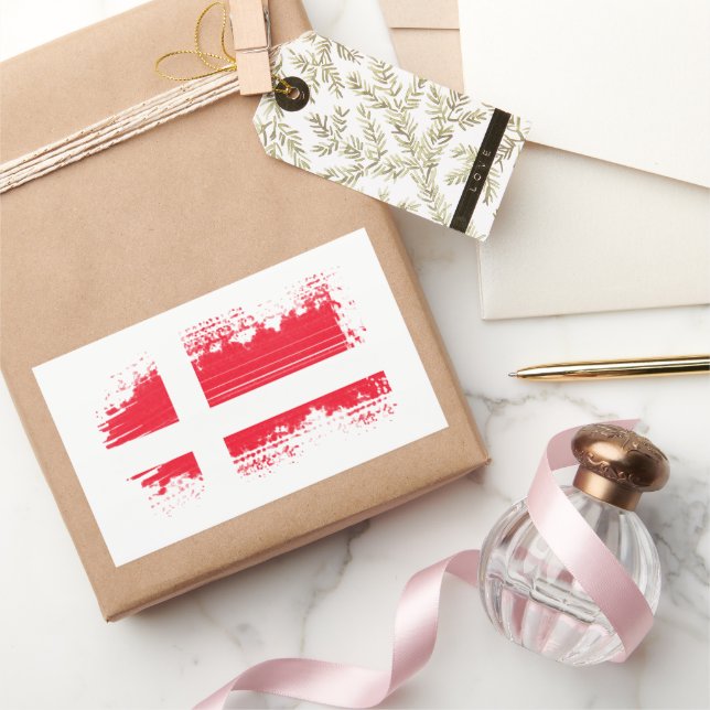 Sticker Rectangulaire Drapeau du Danemark (Cadeaux)