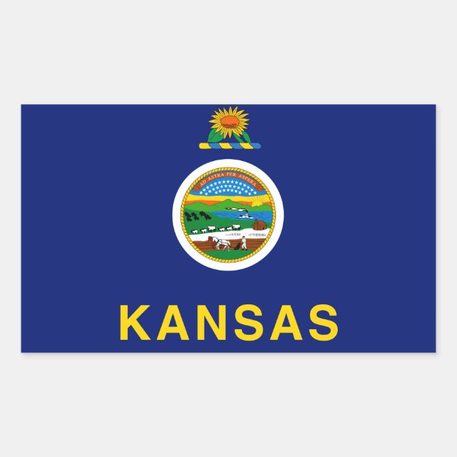 Sticker Rectangulaire Drapeau du Kansas (Devant)