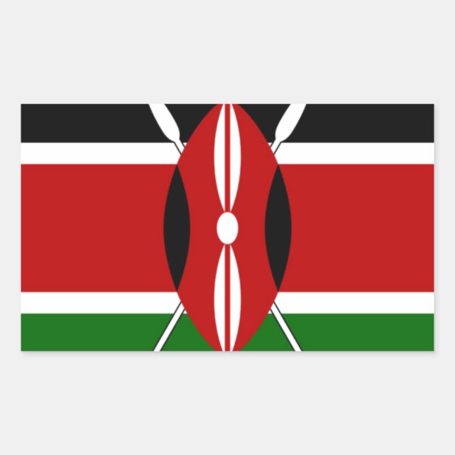 Sticker Rectangulaire Drapeau du Kenya : avec cadre de drapeau miniature (Devant)