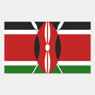 Sticker Rectangulaire Drapeau du Kenya : avec une bordure de cadre de dr