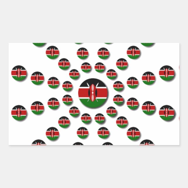 Sticker Rectangulaire Drapeau du Kenya Motif radial : Art et Décor patri (Devant)