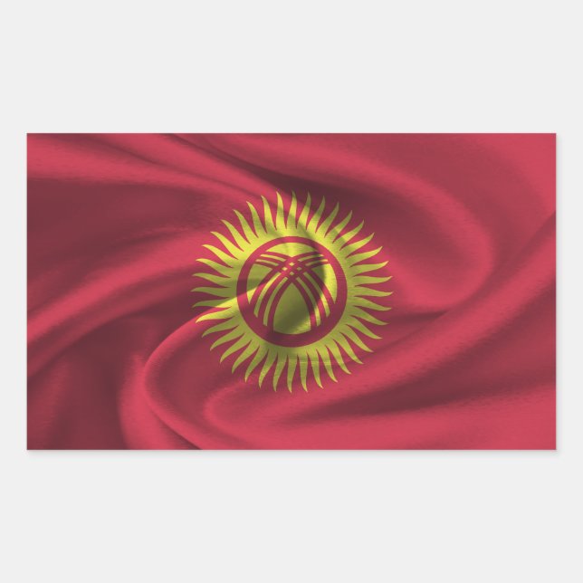 Sticker Rectangulaire Drapeau du Kirghizistan (Devant)