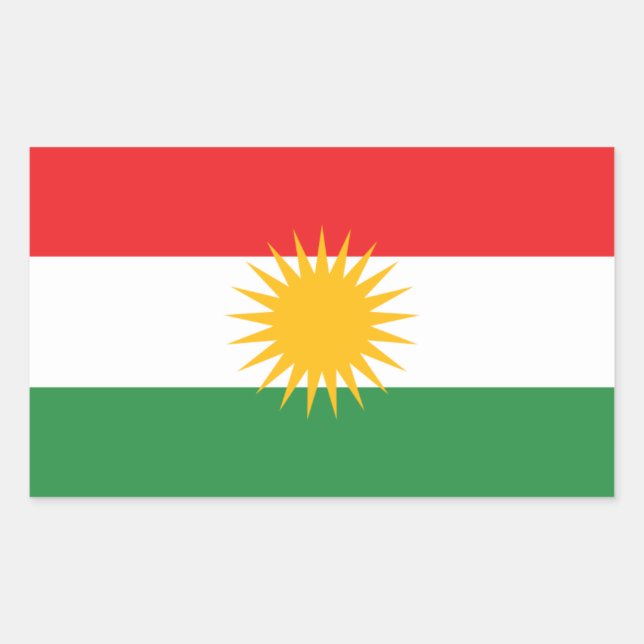 Sticker Rectangulaire Drapeau du Kurdistan (Devant)