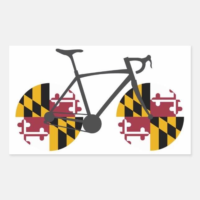 Sticker Rectangulaire Drapeau du Maryland à vélo (Devant)