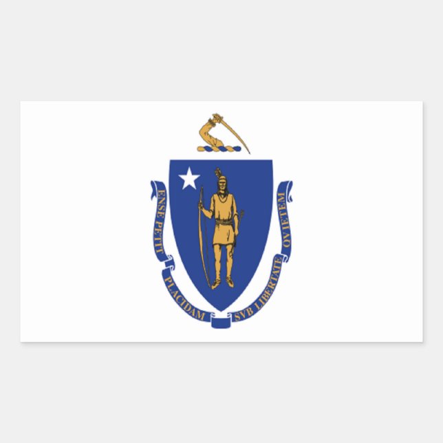 Sticker Rectangulaire Drapeau du Massachusetts (Devant)