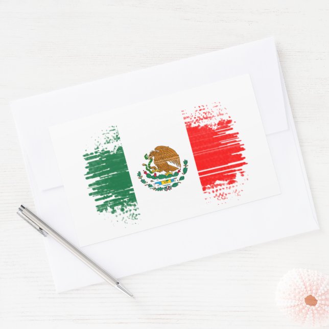 Sticker Rectangulaire Drapeau du Mexique (Enveloppe)