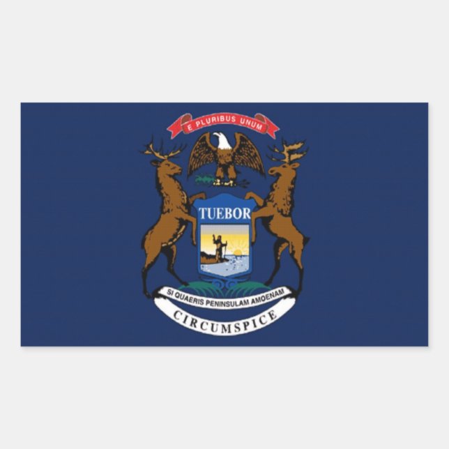 Sticker Rectangulaire Drapeau du Michigan (Devant)