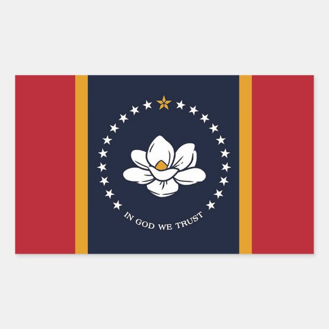 Sticker Rectangulaire Drapeau du Mississippi (Devant)
