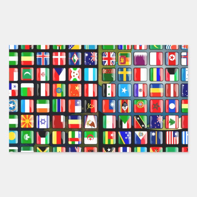 Sticker Rectangulaire Drapeau du monde (Devant)