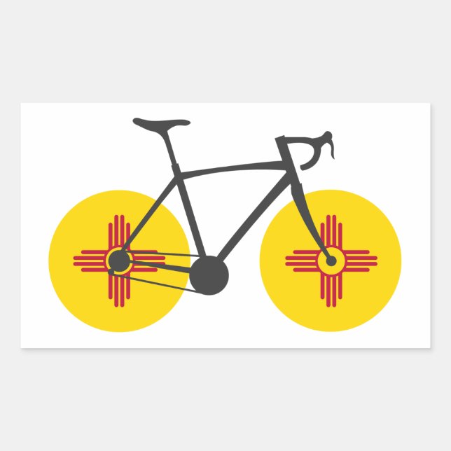 Sticker Rectangulaire Drapeau du Nouveau-Mexique à vélo (Devant)