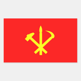 Sticker Rectangulaire Drapeau du Parti des travailleurs de Corée