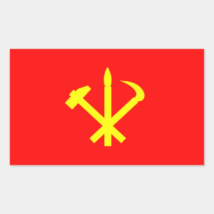 Sticker Rectangulaire Drapeau du Parti des travailleurs de Corée