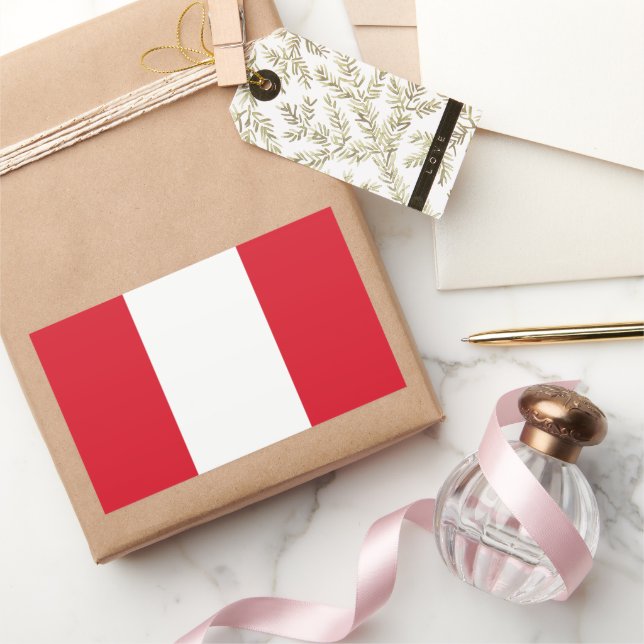 Sticker Rectangulaire Drapeau du Pérou (Cadeaux)