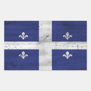 Sticker Rectangulaire Drapeau du Québec style grunge érodé
