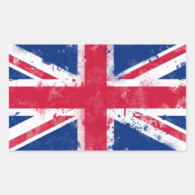 Sticker Rectangulaire Drapeau du Royaume-Uni ou de l'Union Jack (Devant)