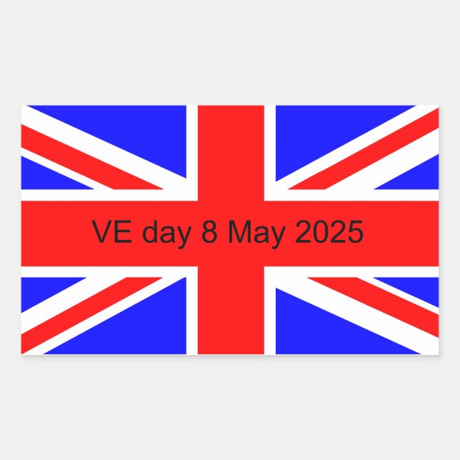 Sticker Rectangulaire Drapeau du Royaume-Uni VE jour 2025 (Devant)