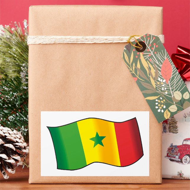 Sticker Rectangulaire Drapeau du Sénégal Fierté sénégalaise Vert Jaune R (Créateur téléchargé)