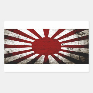 Sticker Rectangulaire Drapeau du Soleil Levant Black Grunge Japon