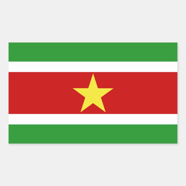 Sticker Rectangulaire Drapeau du Suriname | (Devant)