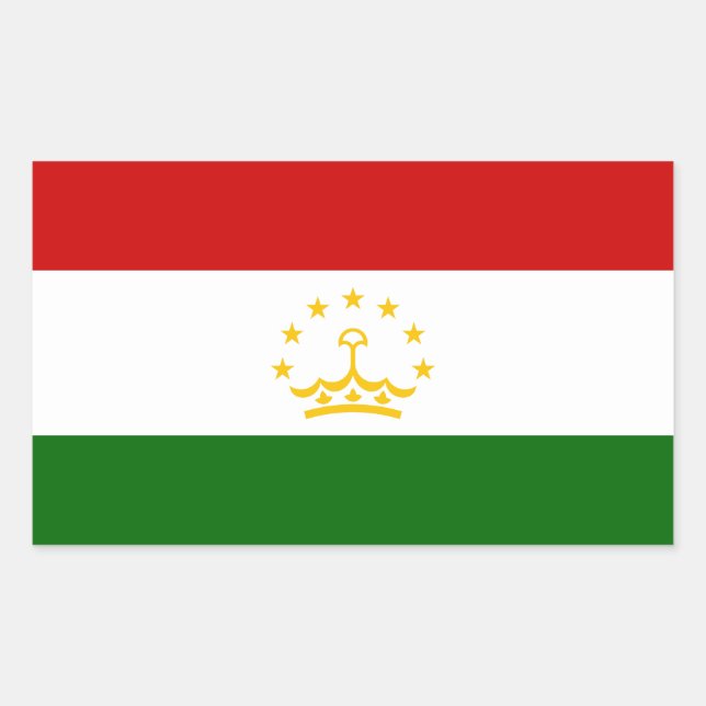 Sticker Rectangulaire Drapeau du Tadjikistan (Devant)