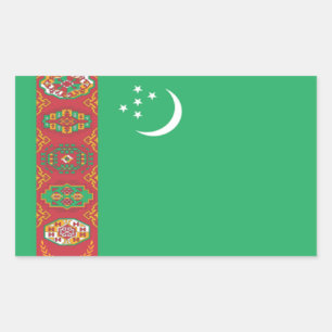 Sticker Rectangulaire Drapeau du Turkménistan