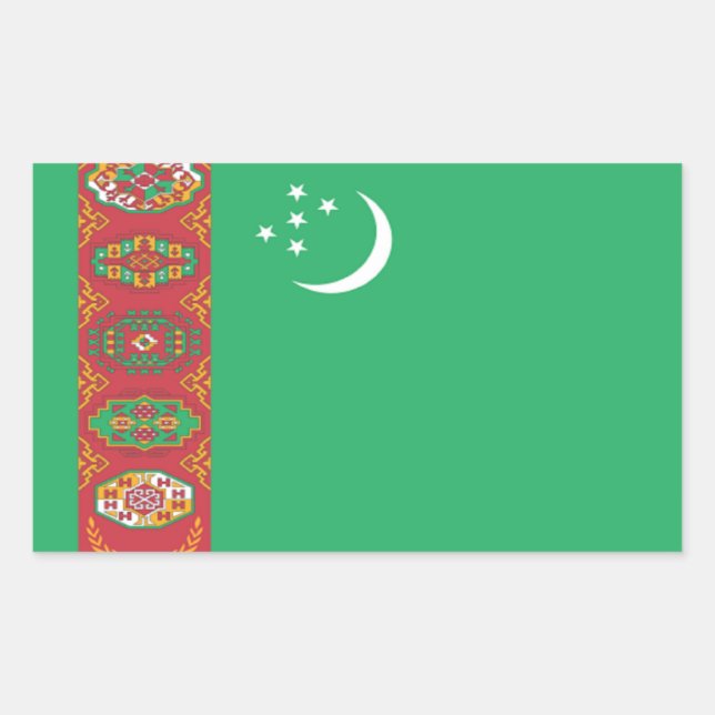 Sticker Rectangulaire Drapeau du Turkménistan (Devant)