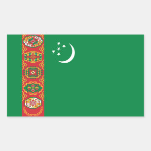 Sticker Rectangulaire Drapeau du Turkménistan