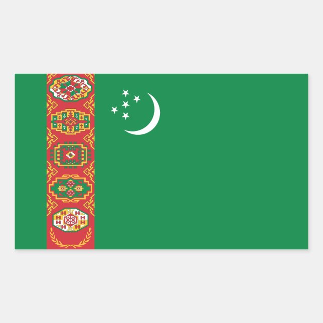 Sticker Rectangulaire Drapeau du Turkménistan (Devant)