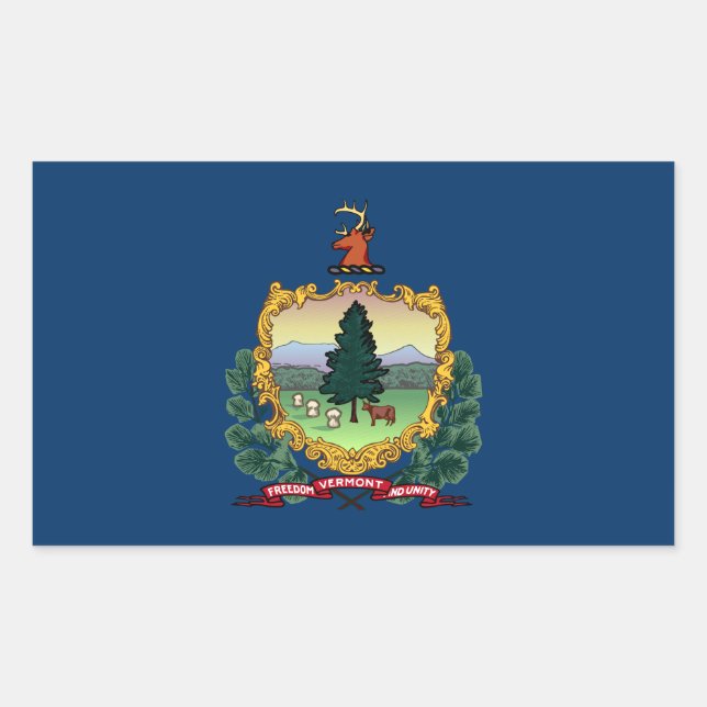 Sticker Rectangulaire Drapeau du Vermont (Devant)