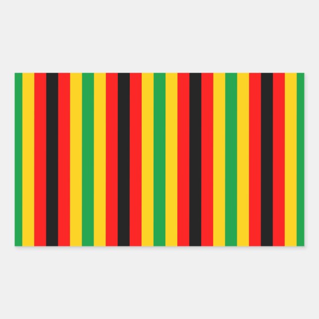 Sticker Rectangulaire Drapeau du Zimbabwe lignes couleurs du pays (Devant)