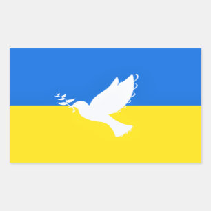 Sticker Rectangulaire Drapeau d'Ukraine - Dove of Peace - Freedom - Peac