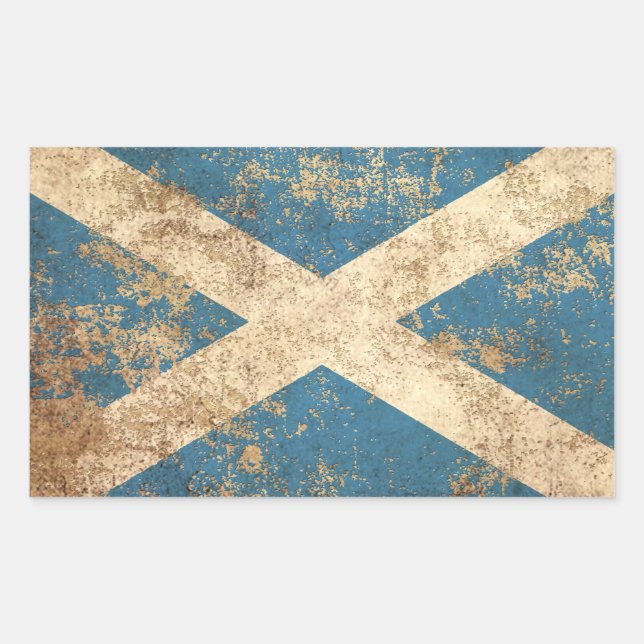 Sticker Rectangulaire Drapeau écossais Vintage d'âge rude (Devant)