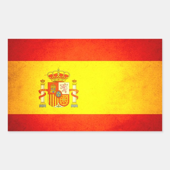 Sticker Rectangulaire Drapeau Espagne baisée par Sun (Devant)