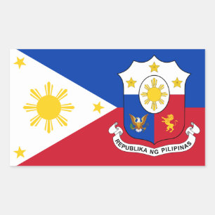 Sticker Rectangulaire Drapeau et armoiries des Philippines
