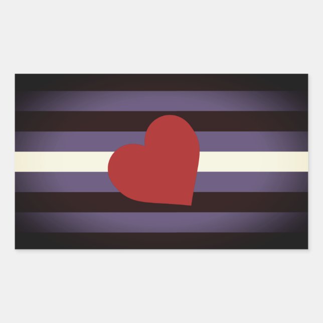 Sticker Rectangulaire Drapeau et coeur de la Fierté en cuir (Devant)