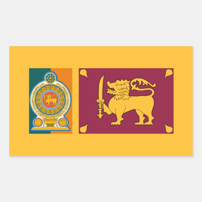 Sticker Rectangulaire Drapeau et emblème du Sri Lanka (Devant)