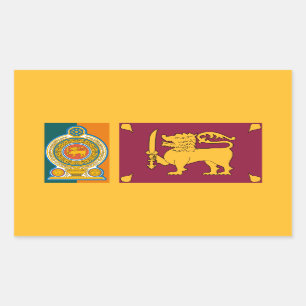 Sticker Rectangulaire Drapeau et emblème du Sri Lanka