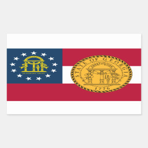 Sticker Rectangulaire Drapeau et sceau géorgiens, Drapeau de Géorgie
