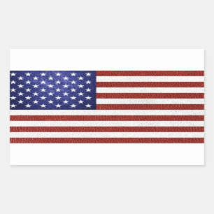 Sticker Rectangulaire Drapeau Faux Rouge Blanc Bleu Cuir USA