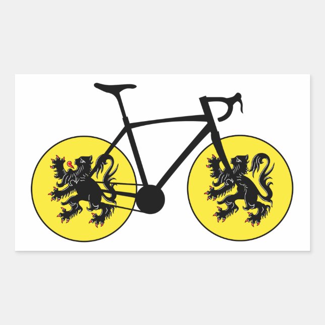 Sticker Rectangulaire Drapeau Flandre à vélo (Devant)