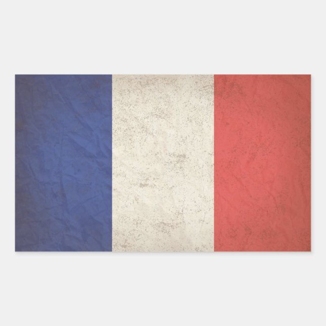 Sticker Rectangulaire Drapeau français désabusé (Devant)