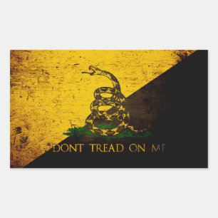 Sticker Rectangulaire Drapeau Gadsden Anarcho Grunge Noir