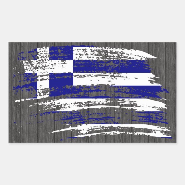 Sticker Rectangulaire Drapeau grec cool (Devant)