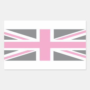 Sticker Rectangulaire Drapeau gris rose d'Union Jack les Anglais (R-U)