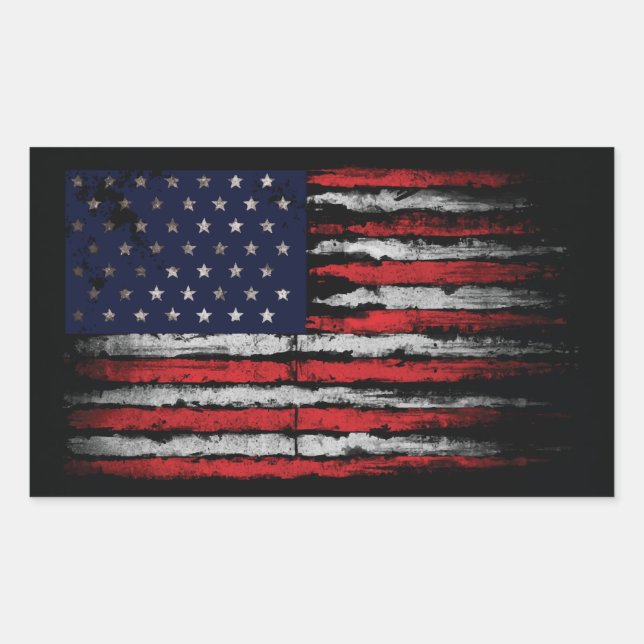 Sticker Rectangulaire Drapeau Grunge U.S.A (Devant)