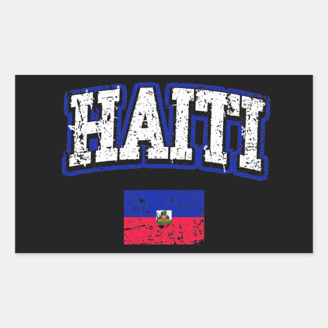 Sticker Rectangulaire Drapeau Haïti (Devant)