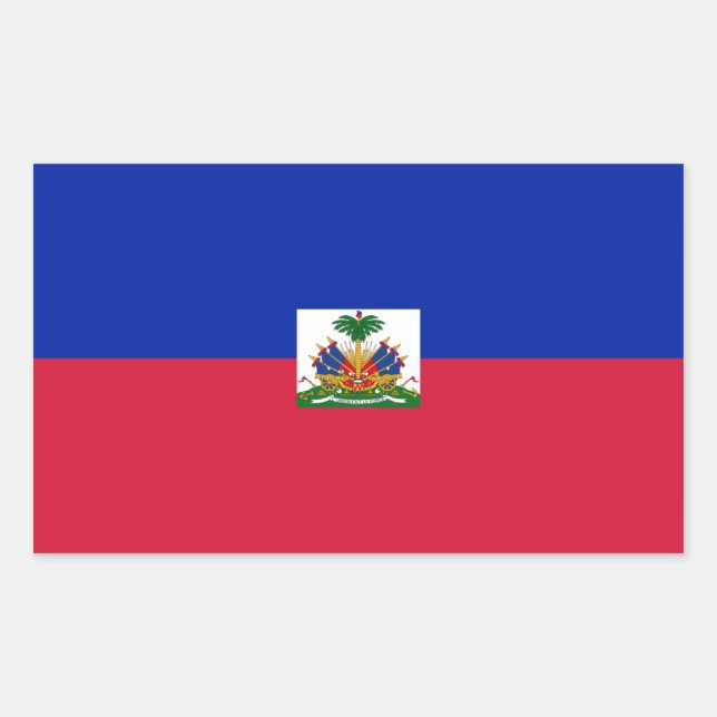 Sticker Rectangulaire Drapeau Haïti/Haïti (Devant)